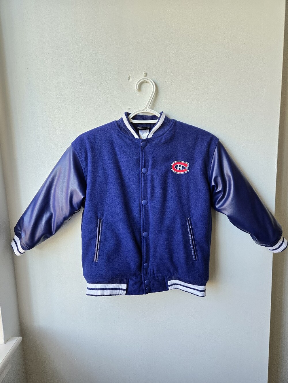 Montreal Canadiens Kids Navy Varsity Habs  Hockey Jacket Sz 6 NHL Licenced Great